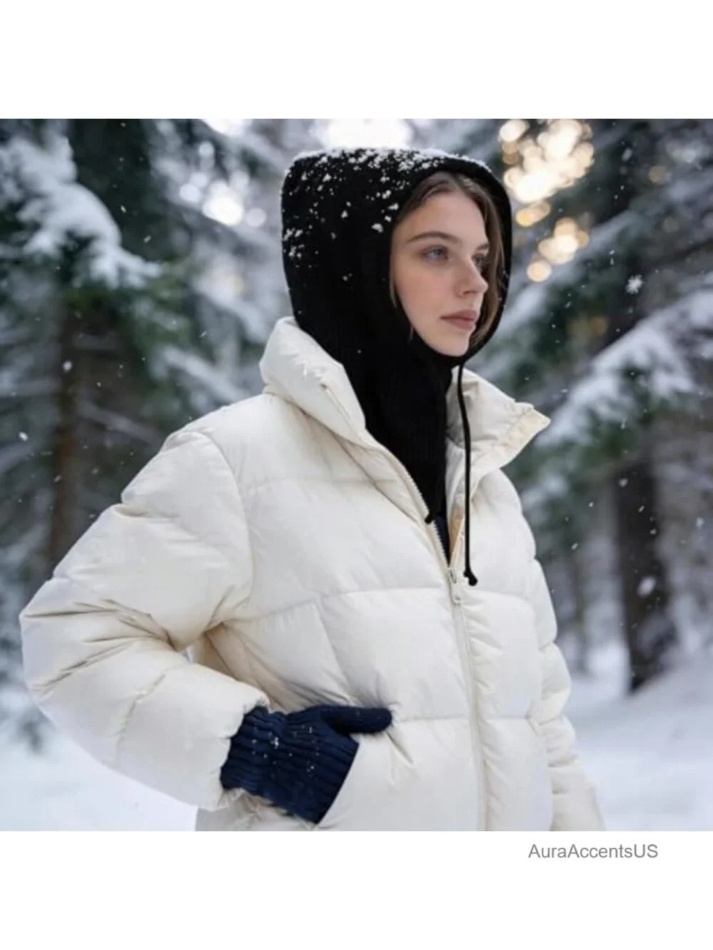 Hooded Scarf Hat Balaclava for Women Winter Knit Beanie Neck Warmer